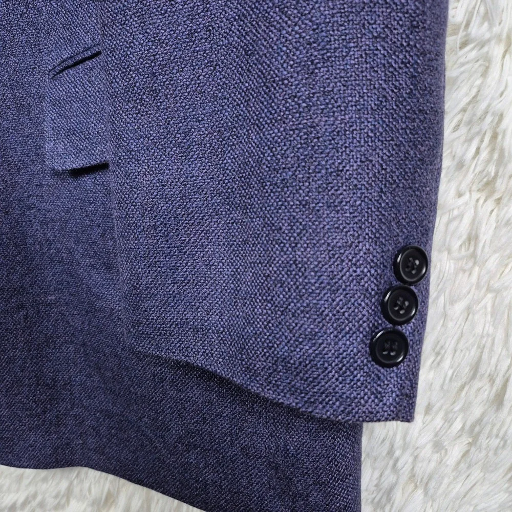 Tallia Uomo E. Thomas Silk Linen Wool Purple Textured Blazer Sport Coat Mens 48R